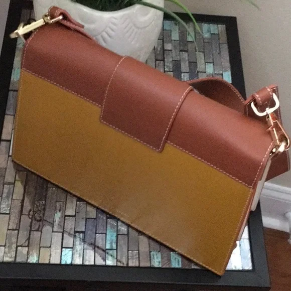 Strathberry Tricolor Crescent Colorblock Leather Shoulder Bag - Picture 3 of 16